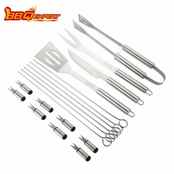 18 Biċċiet Stainless Steel BBQ Grill Tools Set