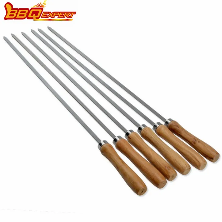 42CM Ħoxna U Tawwal BBQ Sticks Skewers Flat Manku tal-injam