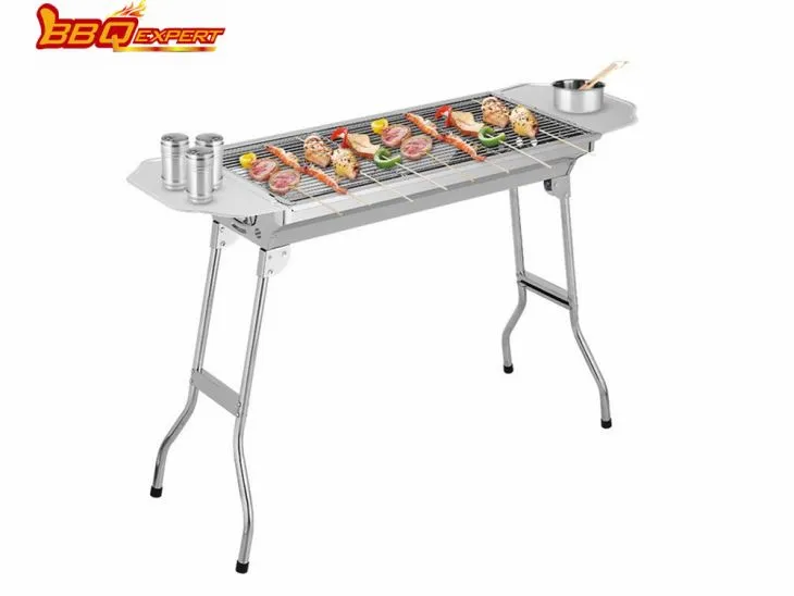 Outdoor Portable Stainless BBQ Grill Foldable Charcoal Barbecue Grill Bejgħ